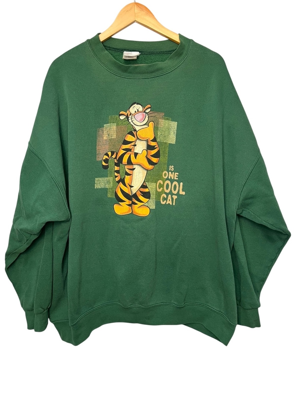 Vintage 90s Men’s Disney Tigger Cool Cat Crewneck Sweatshirt Green 4XL Unisex